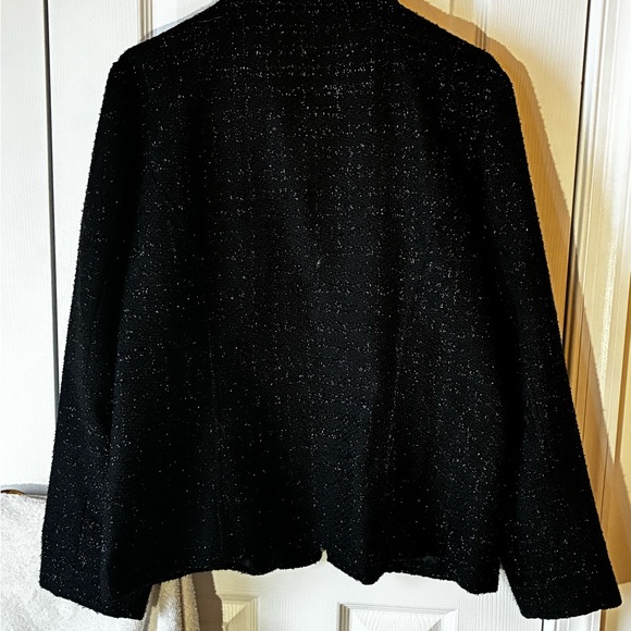 Christopher & Banks Black Sparkly Tweed Zip-Front Jacket - Fully Lined - Picture 4 of 9